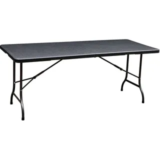 Klapptisch, Rattan-Optik, 180 cm, schwarz, Bierzelttisch - Schwarz