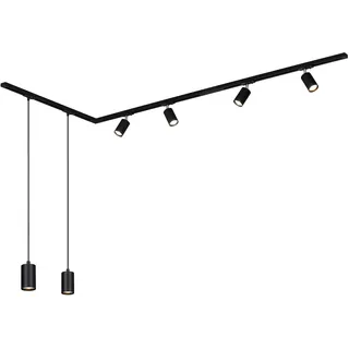 BRILONER LEUCHTEN Schienensystem-Sets "RAIL", matt, schwarz, Ø 5,5cm H: 14,5cm, 5 Stk., Leuchten, Schienensystem Rail 2,25 m Schwarz max.9W Decke Wohnzimmer Büro Küche, Schienensystem-Sets