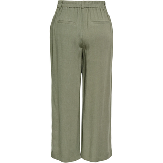 Culotte ONLY "ONLSIESTA HW LIN BL CLEAN CULOT PNT NOOS", Damen, Gr. S (36), N-Gr, grün (deep lichen grün), Web, Obermaterial: 80% Viskose, 20% Leinen, unifarben, 7/8-Länge, Hosen Culotte, mit Leinen