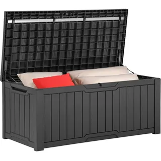 YITAHOME Gartenbox Wasserdicht, 450 Liter Groß Outdoor Garten Auflagenbox, Abschließbarem kissenbox Wetterfest Garten Aufbewahrungsbox mit Seitengriffen für Gartengeräten Poolzubehör, Dunkelgrau