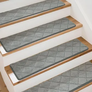 Art3d Stufenmatten Treppenstufen Matten 20 X 76 cm Treppenteppich Selbstklebend Sicherheit Stufenteppich 15 Stück Ideal für Kinder, Älteste und Haustiere Jacquard-Grau