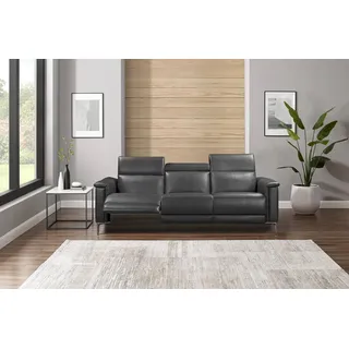 Home Affaire 3-Sitzer »Lund, mit manueller und elektrischer Relaxfunktion« in 2 Sitzen (links u. rechts), USB-C, Echtleder, Kunstleder, Webstoff, grau