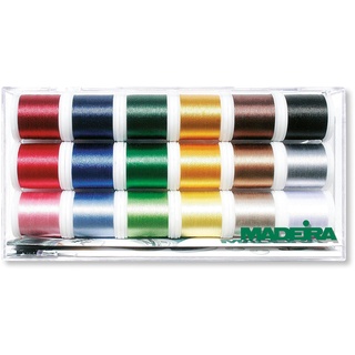 Madeira Stickbox Polyneon 18 Farben à 400 m, Assorted, One Size, 7200