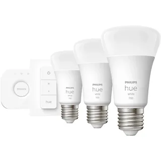 Philips Hue White Starter Kit 3 St. E27 9,5 W 1100 lm inkl. Dimmer Switch und Bridge