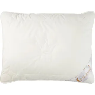 Schlafmond Kissen , Creme , Naturmaterialien , Füllung: Faserbällchen , 40x80 cm , Textiles Vertrauen - Oeko-Tex®, Made in Germany , für Hausstauballergiker geeignet, temperaturausgleichend, feuchtigkeitsregulierend, strapazierfähig, antibakteriell, weich und anschmiegsam , Heimtextilien, Kopfpolster & Bettdecken, Kopfkissen, Kopfpolster