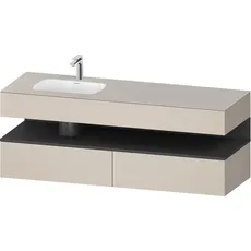 Duravit Qatego Einbauwaschtisch mit Konsolenwaschtischunterbau, 1600x550x600mm, Nische Graphit Matt, Becken links, QA4795049, Farbe: Taupe Matt