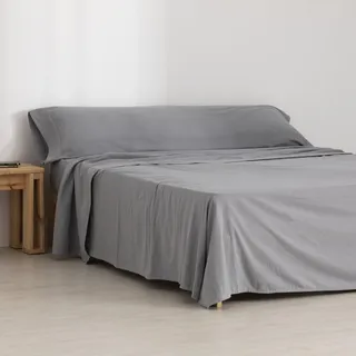 Belum Bettwäsche-Set, Flanell, Grau, 135, 100% Baumwolle, bestehend aus: Bettbezug: 210 x 270 cm, Spannbettlaken: 140 x 200 cm + 30 cm, Kissen: 45 x 155 cm