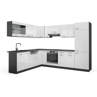 Vicco Winkelküche L-Form 227 x 287 cm Weiß Hochglanz