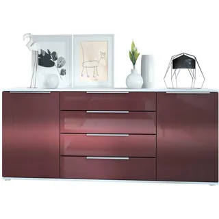 Vladon Sideboard Porto Bordeaux Hochglanz , Holzwerkstoff , 166.5x72.5x35 cm , Kleinmöbel, Kommoden, Sideboards