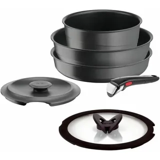Tefal Ingenio Topf-Set 6-tlg. Schmortopf + Kasserolle + Bratpfanne + Glasdeckel