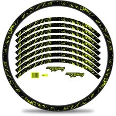 Finest Folia 16-teiliges Set Felgenrandaufkleber Sticker für Fahrrad Felgen im Racing Design Komplett Set für 27" 29" für Rennrad Mountainbike MTB Laufrad RX025 (Neon Gelb, Matt)