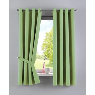 Gardinenbox Vorhänge Blickdicht »Newyork« Grün HxB 160x140 cm 2er-Pack Thermo-Gardinen Verdunkelungsvorhang Blackout Ösen schalldämmend ÖKOTEX UV-Schutz Raffhalter, 201920600-2