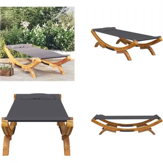 vidaXL Loungebett 100x188,5x44 cm Bugholz Massiv Anthrazit - Loungebett - Loungebetten - Outdoor Lounge Bett - Outdoor Bett - Grau
