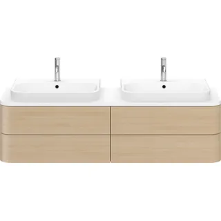 Duravit Happy D.2 Plus Konsolenwaschtischunterbau wandhängend, 1600x550 mm, 4 Schubkästen, für 2 Aufsatzbecken, HP4974B7171, Farbe: Mediterrane Eiche Echtholzfurnier
