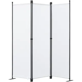 Angel Living Paravent 3tlg Sichtschutz,Gartensichtschutz,Faltbildschirm Raumteiler Sichtschutz aus Stahl und Polyester (Weiß)