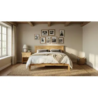 otto home »Indra, TOPSELLER, Landhausstil, edles Design,zertifiziertes Massivholz« beige (natur), B:156cm H:80cm L:208,4cm, Betten, Massivholzbett, mit Kopfteil, mit dekorativen Fräsungen, aus Kiefer,