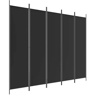 vidaXL Paravent 5-teilig Schwarz 250/200 Cm Stoff , Textil , 250x200x0.1 cm , Wohnzimmer, Raumteiler, Paravents