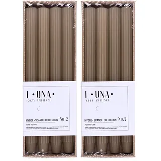 DONAU HOME Set Lange Stabkerzen Gerippt/Pfefferfarbe - Beige/ 4 Stück / 30 x Ø 2,5 cm Unparfümiert/Geriffelte Stabkerzen (Packung mit 2)