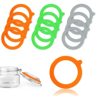 12Stck gummiringe für einmachgläser70x96mm weck gummiringe OrangeGrau/Grün | Silikon Ersatz Dichtungen Gummiringe Für Gläser Silikon Glasdichtungen Ersatz Für Normale Weithalsgläser Klammer Deckel