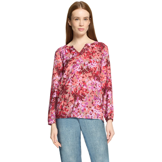 Klassische Bluse CARTOON "Blusenshirt mit Raffung", Damen, Gr. 38, lila (violett, rot), Obermaterial: 85% Viskose CV. 15% Polyamid PA., Blusen Klassische Bluse