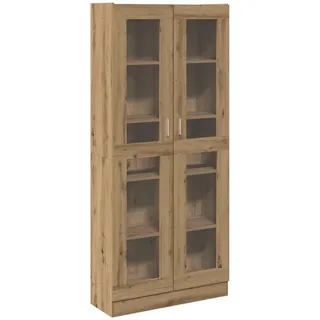 vidaXL Vitrine mit Glas Türen, 4 Ablagen 82,5/30,5/185 cm aus Holzwerkstoff Artisan-Eiche Dekor , Eiche Artisan , Strukturbuche , Rechteckig , 82.5x185x30.5 cm , Esszimmer, Vitrinen, Vitrinenschränke