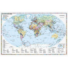 Staaten der Erde, politisch 1 : 40 000 000. Wandkarte Kleinformat ohne Metallstäbe