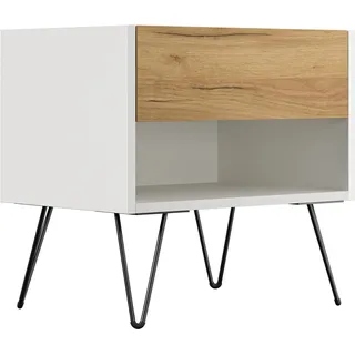 Posseik Nachttisch-Set Industrial B Stehend 50 cm Weiß Eiche Front 2-teilig