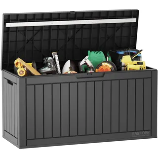 EAST OAK Auflagenbox Wasserdicht Gartenbox/Kissenbox Outdoor Groß 227 Liter, Aufbewahrungsboxen für Garten, Balkon, Terrasse, Pool, Spielzeug Storage, Gartentruhe, Wetterfest, UV-Schutz, 107×43×55CM