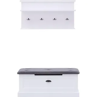 Garderoben-Set Galineo Flurgarderobe 2-teilig weiß MDF Landhaus-Stil - Weiß