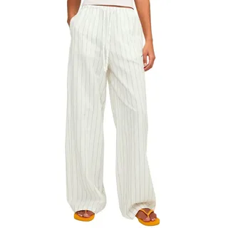 Jack & Jones Flora Linen Blend Jjxx Hosen - Blanc De Blanc / Stripes Cornstalk - S