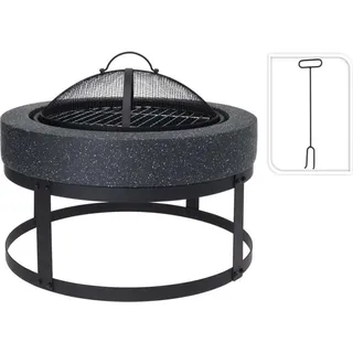 ProGarden Feuerschale mit Grill Rund 50,5x50,5x37 cm Schwarz