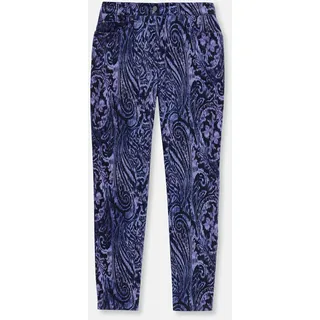 Stoffhose MADELEINE "Hose Schlanke Hose mit Paisley-Print, Stretch", Damen, Gr. 38, N + K Gr, lila (pflaume, multicolor), Obermaterial: 97% Baumwolle CO. 3% Elasthan EL., Modern, Hosen Stoffhose