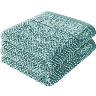 herzbach home Herzbach Handtuchset 50 x 100 cm grün/weiß 2 St.