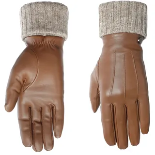 Lederhandschuhe PEARLWOOD "Lipa", Damen, Gr. 7, braun (caramel), Schafsleder, unifarben mit Farbeinsatz, festlich, Handschuhe Lederhandschuhe, Touchscreen proofed - mit 10 Fingern bedienbar