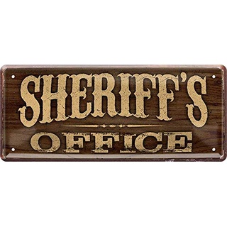 WOGEKA ART Retro Blechschild - Sheriff's Office Western Wild West - witziger Spruch als Geschenk-Idee zum Geburtstag Weihnachten zur Dekoration 28x12 cm Vintage-Design aus Metall 1193