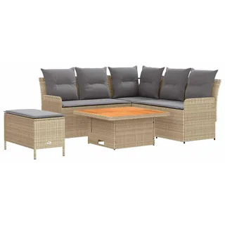 Möbelsets mit Kissen 5 pcs Beige und Hellgrau PE-Rattan - Beige