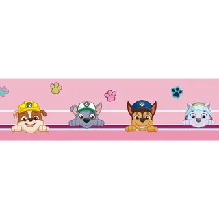 AG Design Selbstklebende Bordüre Paw Patrol Sei Glücklich, AWBD 8006 | Wasserfest Kinderzimmer Wand Dekoration | Wandbordüre für Mädchen und Junge | Folie, Mehrfarbig | Breite 500 cm x Höhe 13.8 cm