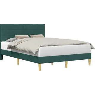 vidaXL Bettrahmen mit Kopfteil Dunkelgrün 140 x 190 cm Stoff - Grün