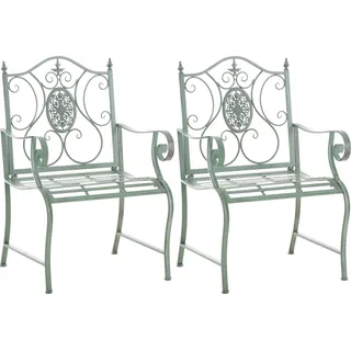 CLP 2er Set Gartenstühle Punjab mit Armlehnen Farbe antik-grün - Grün