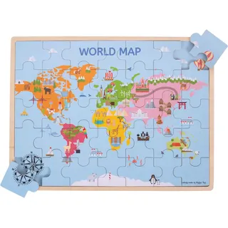Bigjigs Wooden World Map Puzzle 35dlg. Holz