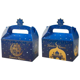 Bubaxuce 12er-Pack Ramadan Süßigkeitenboxen, Eid Geschenktüten in Blau – Schokoladen-Verpackungsboxen für Festlichkeiten (Blau)