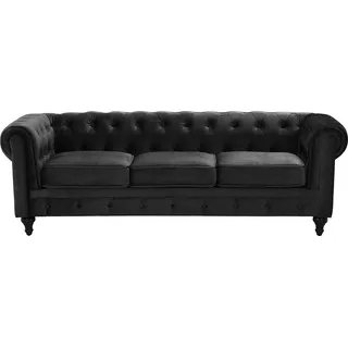 Beliani Sofa Samtstoff schwarz Chesterfield