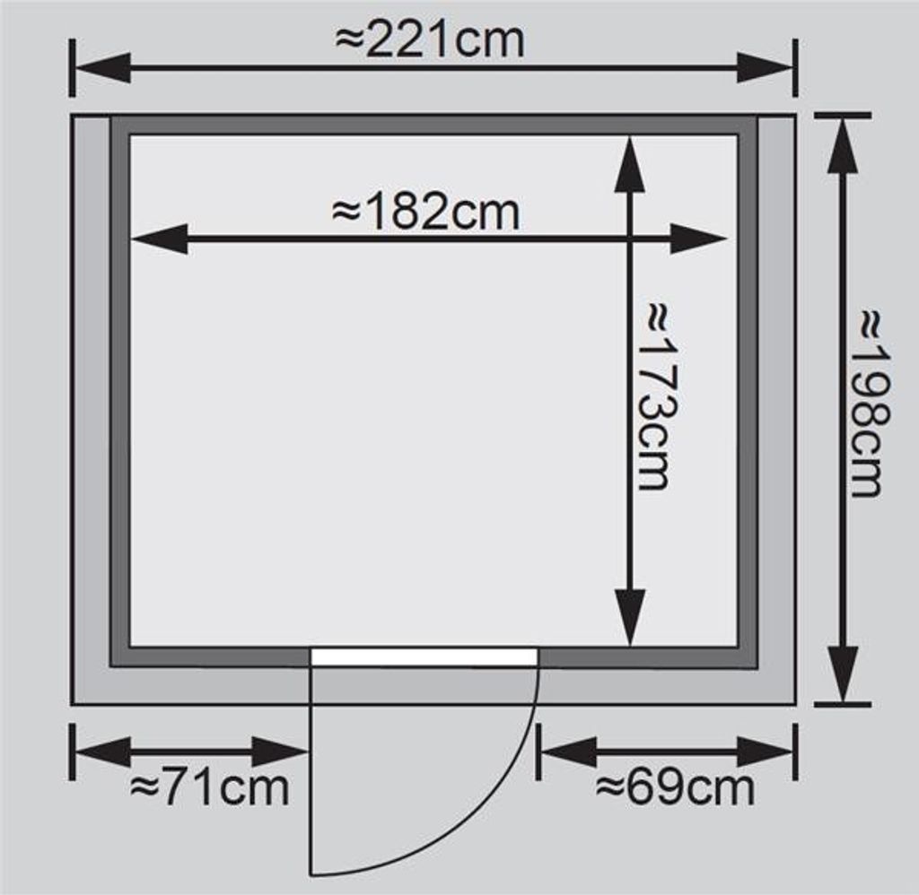 Bild von Sauna Mojave 40mm Dachkranz + Ofen 9kW extern moderne Tür