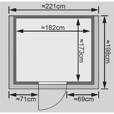 Bild von Sauna Mojave 40mm Dachkranz + Ofen 9kW extern moderne Tür