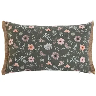 Home ESPRIT Kissen, Grün, Blumen, Boho, 50 x 5 x 30 cm, bunt, cuadrado, Casual