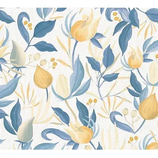 AS Creation Vliestapete Knospen 10,05 x 0,53 m Gelb-Blau FSC®