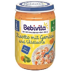 Bebivita Menüs ab 8. Monat Risotto mit Gemüse und Wildlachs 220g um 1,01 € statt 1,39 €