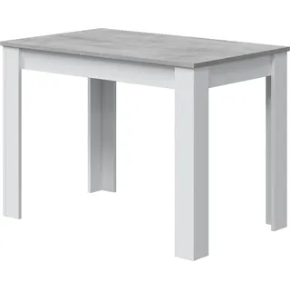 Fester Tisch Dghio, Esszimmertisch, Moderner Konsolentisch für Wohnzimmer oder Küche, 109x67x78 cm, Weiß und Zement - Weiß