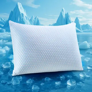 UNIKOME Kühlendes Kopfkissen 40x60CM, Memory Foam Kissen Doppelseitiger, Cooling Pillow Kalt/Warm Abnehmbar, Blau für Sommer/Herbst, Weiß für Winter/Frühling, Oeko-Tex