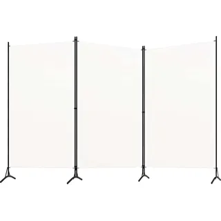 vidaXL Raumteiler 3-teilig Creme 260/180 Cm Stoff , Weiß , Textil , Rechteckig , 260x180x1 cm , Wohnzimmer, Raumteiler, Raumtrenner